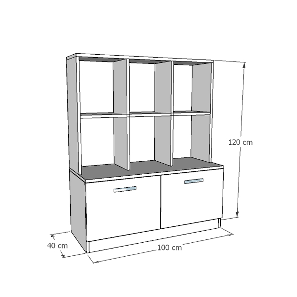 Cómoda Montessori de 6 espacios y 2 cajones