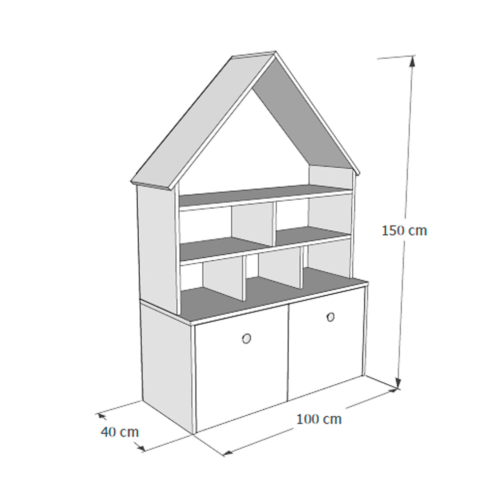 Casita Montessori de 6 espacios y 2 cajones con rueditas
