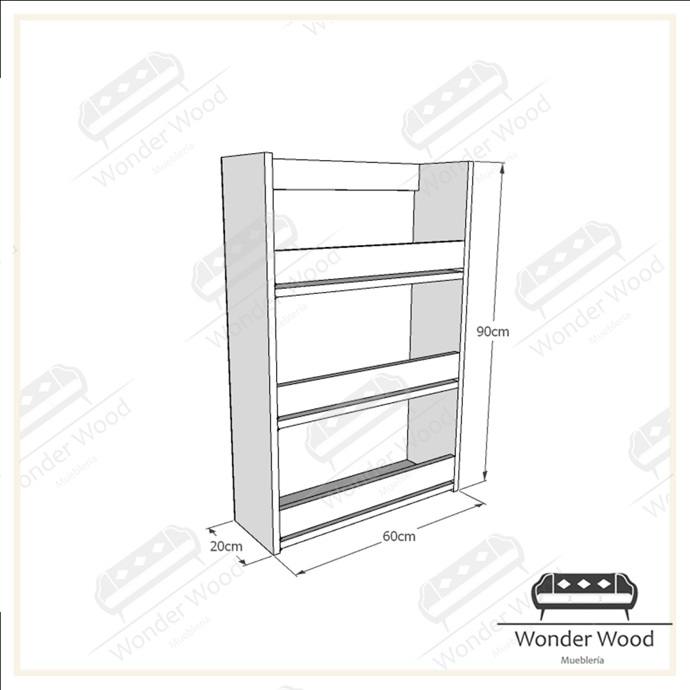 Librero Montessori de 3 repisas