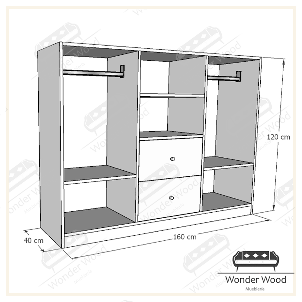 Montessori Closet Wardrobe with 2 Drawers