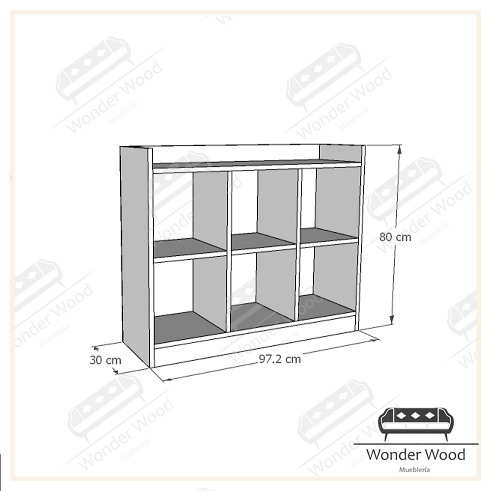 Cómoda Montessori de 6 espacios
