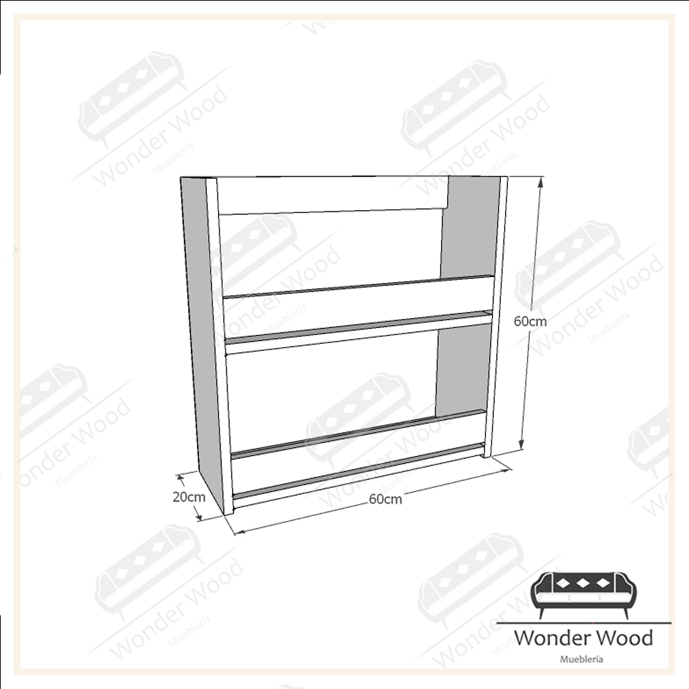 Librero Montessori de 2 repisas