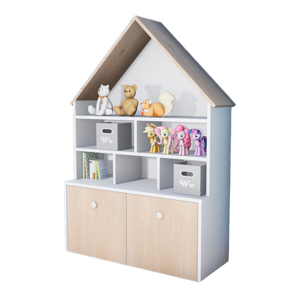 Casita Montessori de 6 espacios y 2 cajones con rueditas